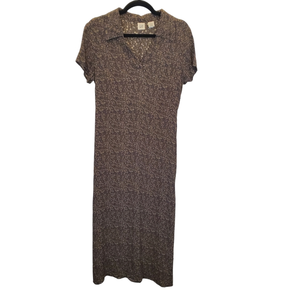 GAP Size 10 Olive Green Paisley Floral Maxi Dress